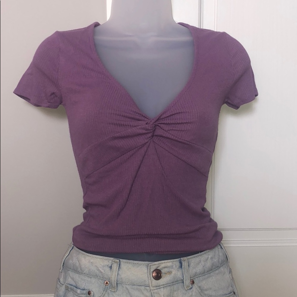 Aéropostale Purple V-Neck Knot T-shirt